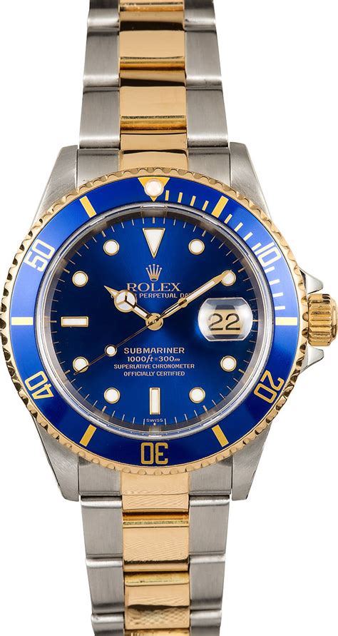 rolex submariner date gold blue|rolex submariner blue two tone.